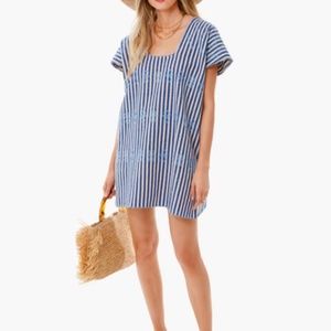 Tuckernuck Dress/Cover Up, Blue Seersucker, Size XS